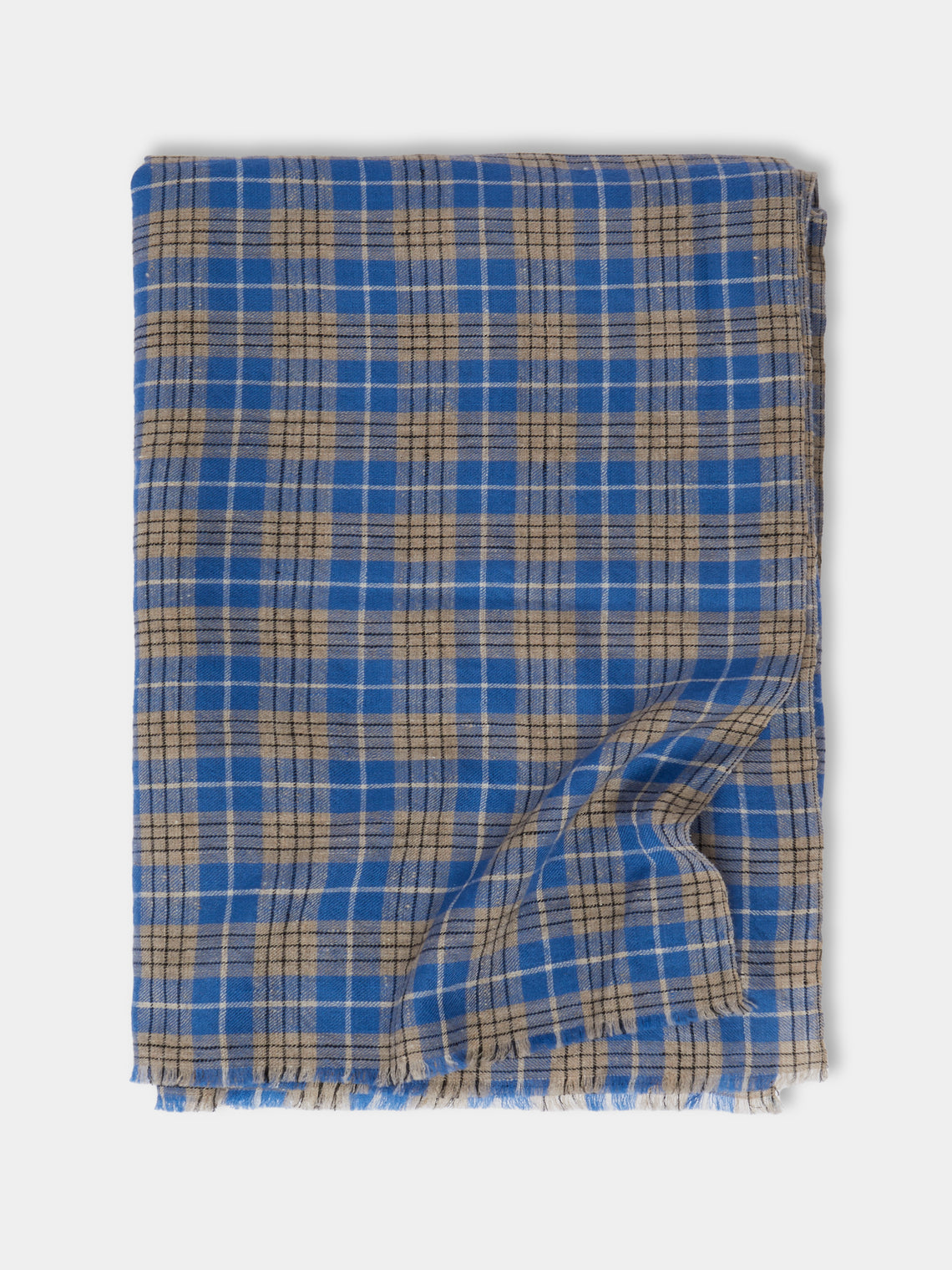 Me & K - Cashmere Check Scarf | One Size - Blue - ABASK - 