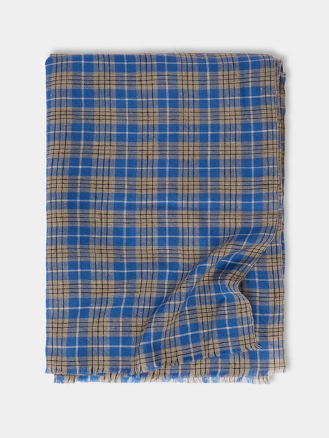 Me & K - Cashmere Check Scarf | One Size - Blue - ABASK - 