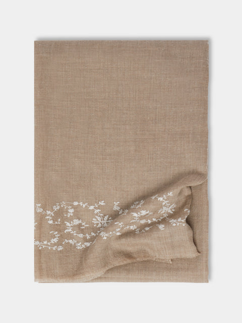 Me & K - Hand-Embroidered Cashmere Scarf | One Size - Beige - ABASK - 