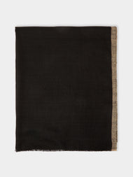 Me & K - Cashmere Border-Stripe Scarf - Black - ABASK - 