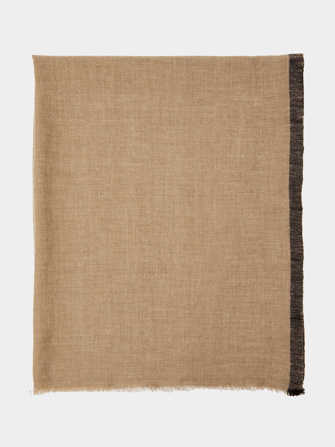 Me & K - Cashmere Border-Stripe Scarf - Natural - ABASK - 