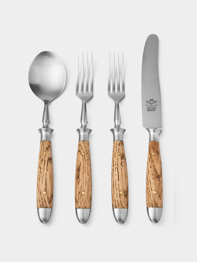 Eichenlaub - Light Oak Old German Dessert Cutlery (Set of 4) - Natural - ABASK - 