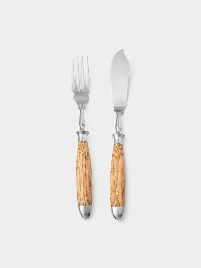 Eichenlaub - Light Oak Old German Fish Cutlery (Set of 2) - Natural - ABASK - 