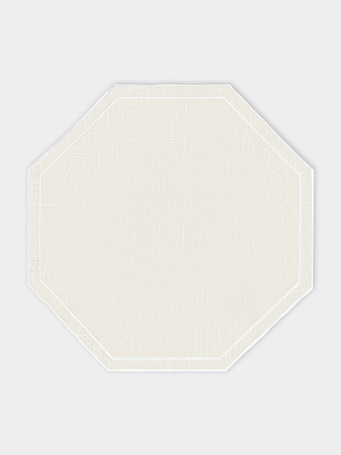 La Gallina Matta - Octagon Linen Placemats (Set of 4) - White - ABASK - 