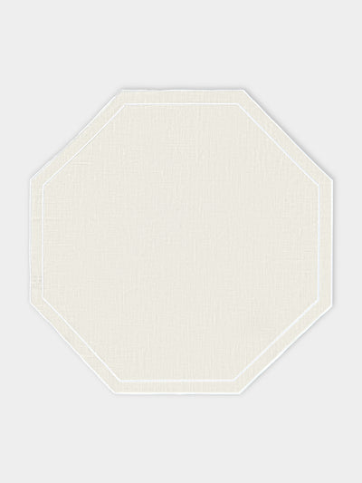 La Gallina Matta - Octagon Linen Placemats (Set of 4) - White - ABASK - 