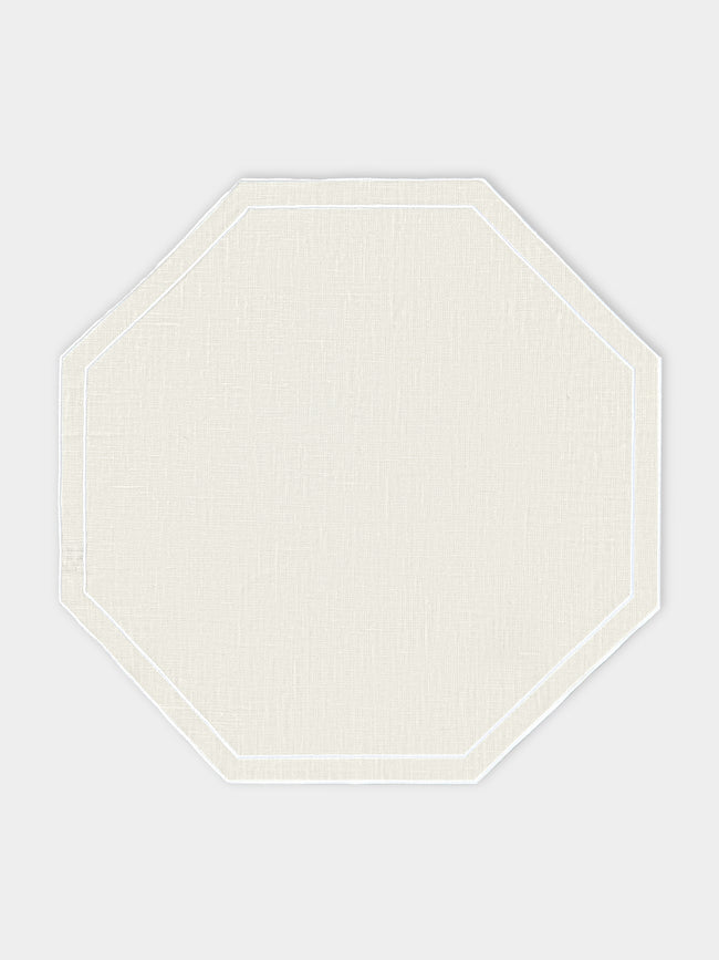 La Gallina Matta - Octagon Linen Placemats (Set of 4) - White - ABASK - 