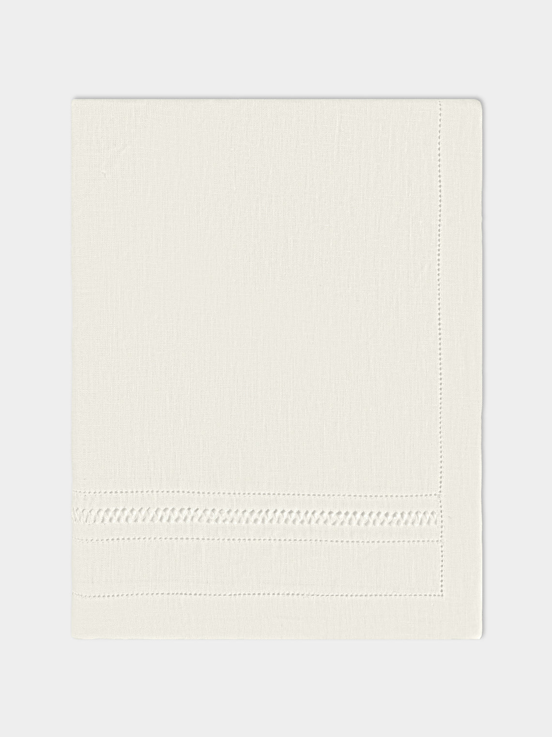 Volga Linen - Diamond-Stitch Linen Large Rectangular Tablecloth - White - ABASK - 