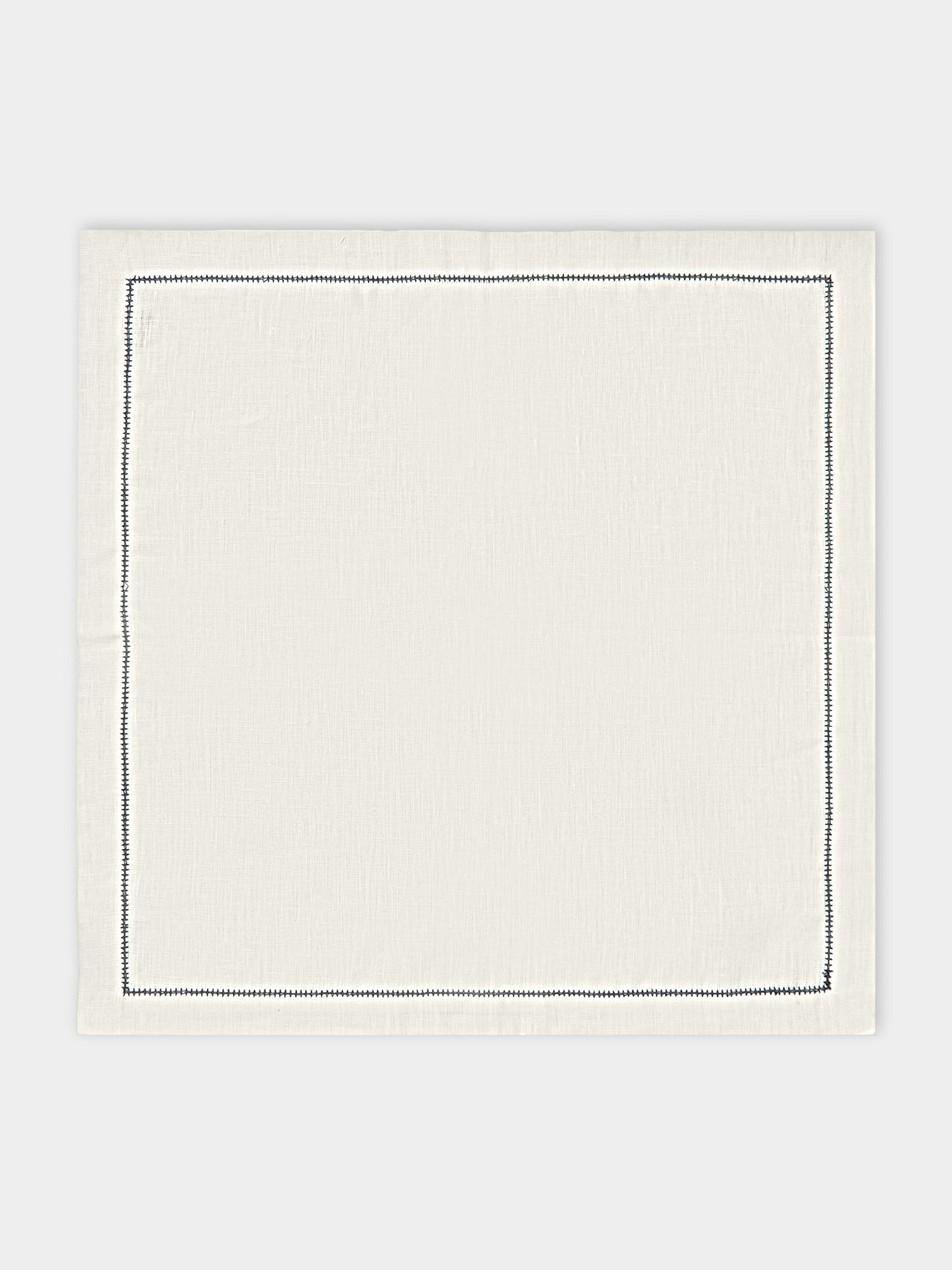 Volga Linen - Hem-Stitch Linen Napkins (Set of 6) - White - ABASK - 