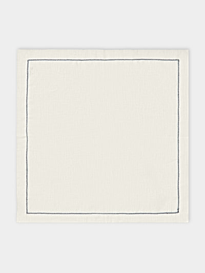 Volga Linen - Hem-Stitch Linen Napkins (Set of 6) - White - ABASK - 