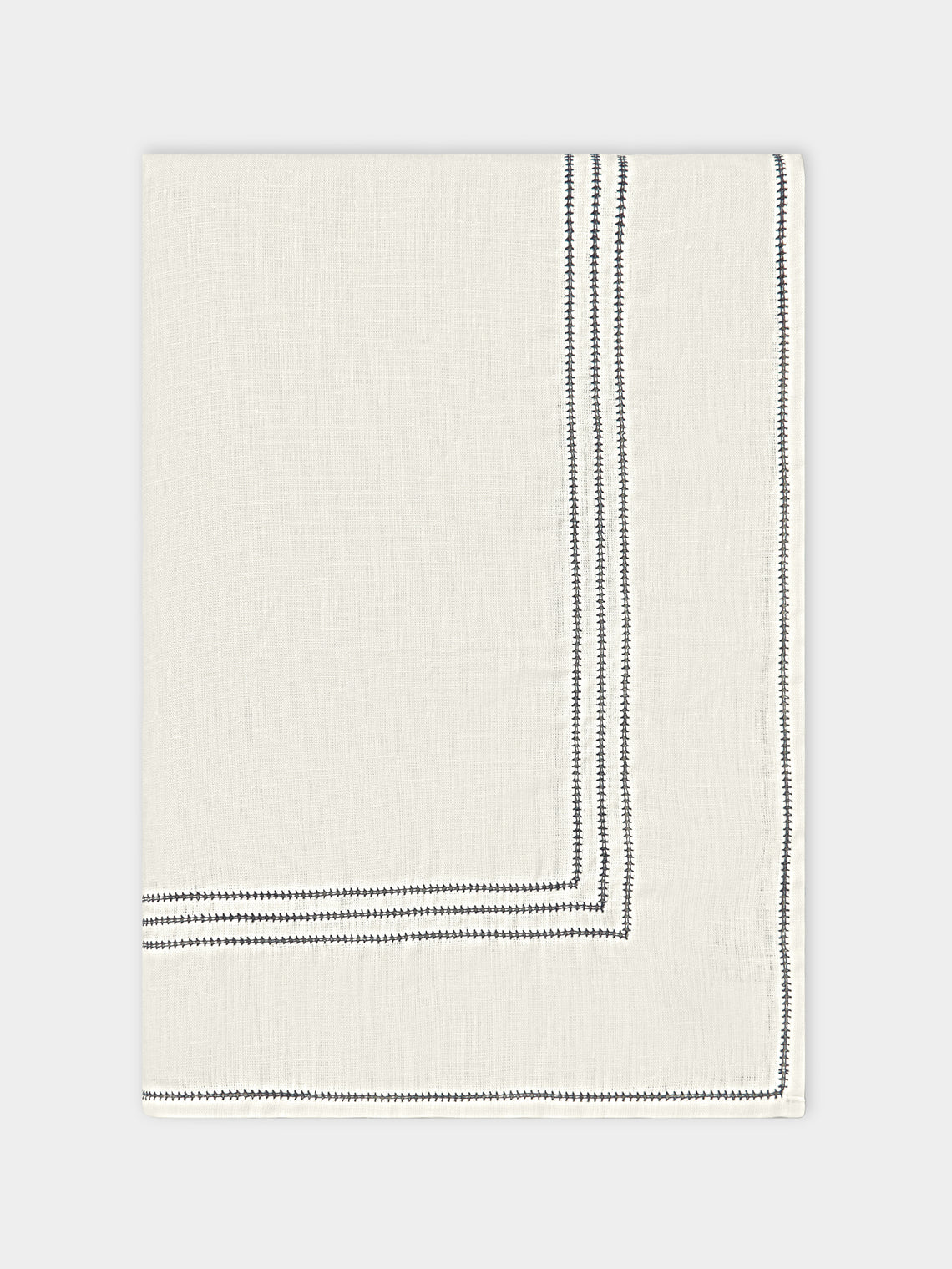 Volga Linen - Hem-Stitch Linen Large Rectangular Tablecloth - White - ABASK - 