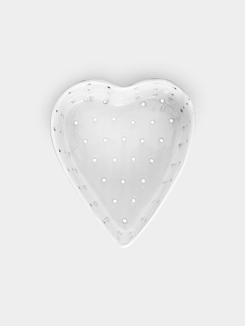 Astier de Villatte - Heart Hand-Glazed Ceramic Perforated Dish - White - ABASK - 