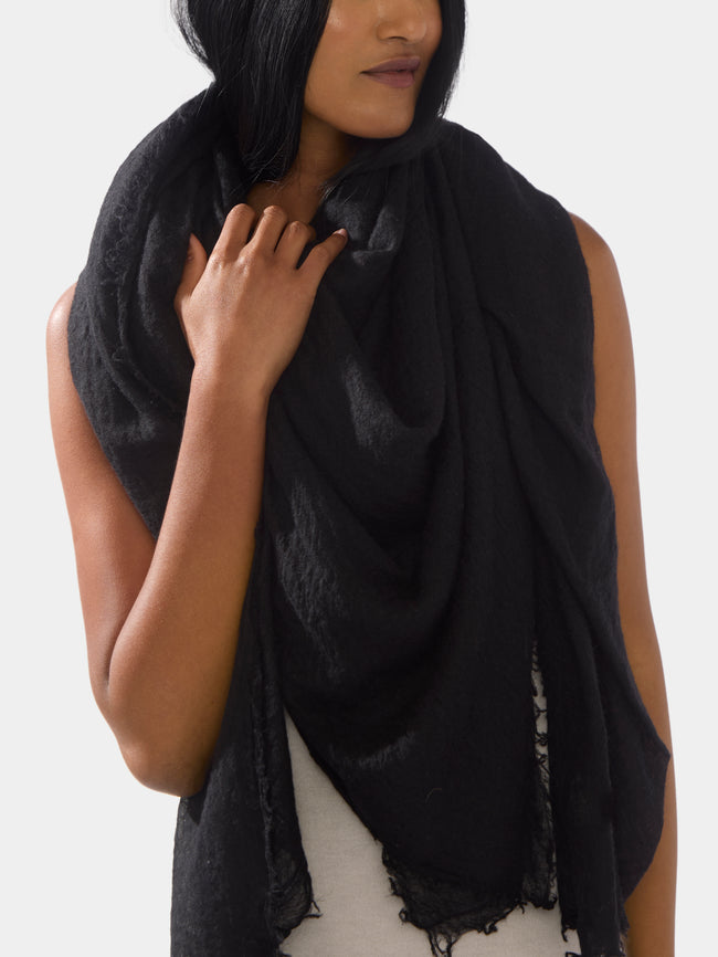 Frenckenberger - Cashmere Scarf | One Size - Black - ABASK - 