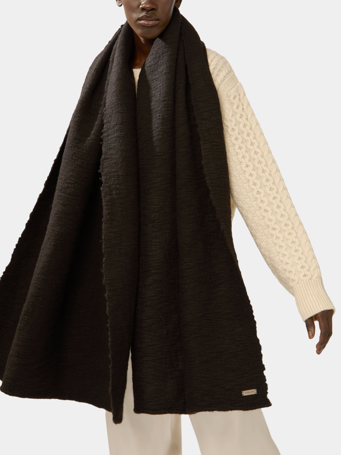 Norlha - Shepherd Hand-Spun Yak Khullu Scarf - Black - ABASK - 