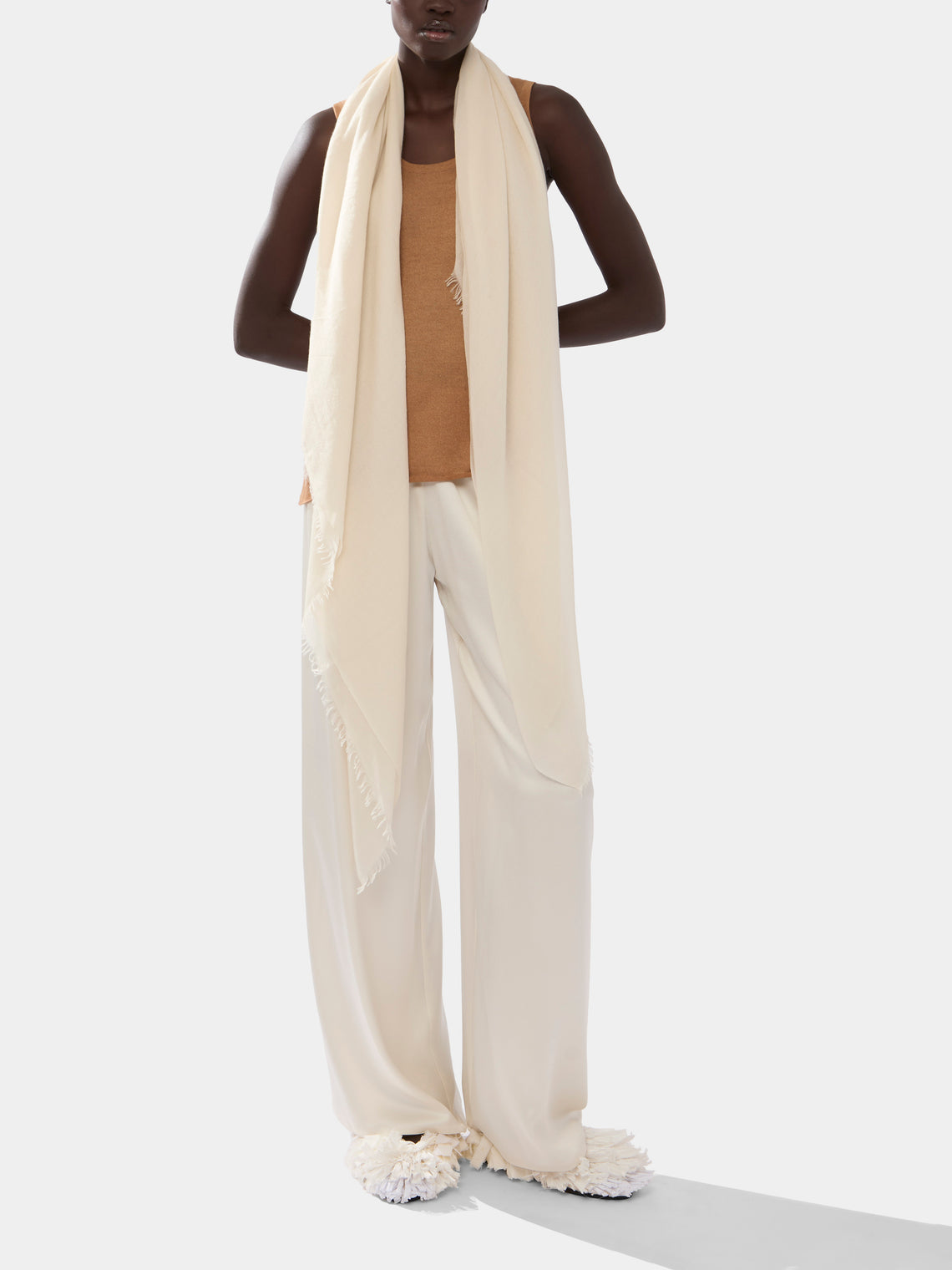 Ryan Roche - Extra-Fine Cashmere Scarf | One Size - Ivory - ABASK