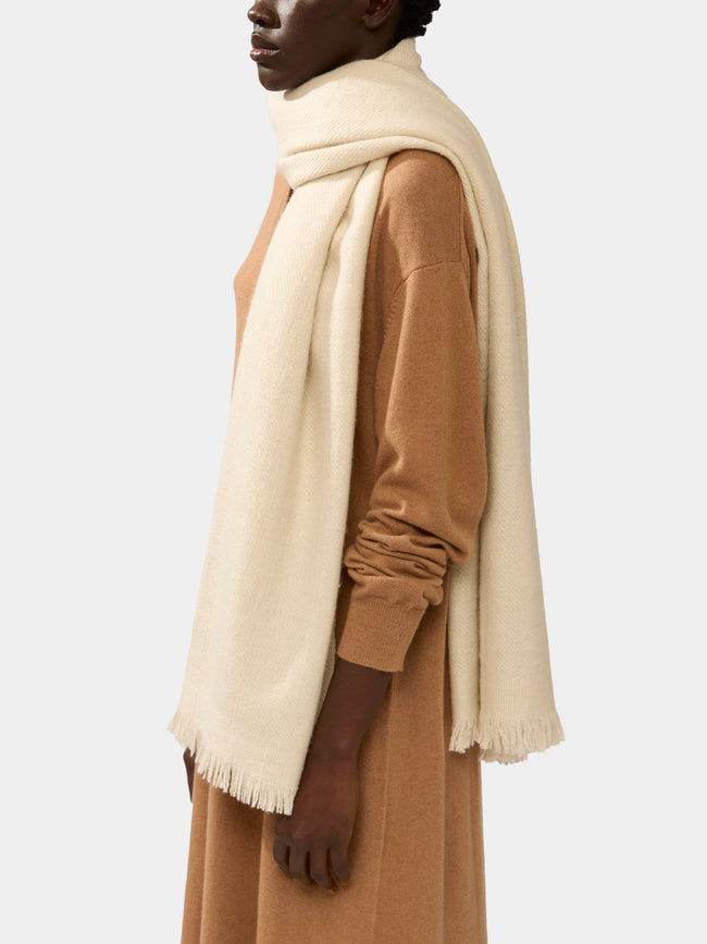 Me & K - Heavy Cashmere Solid Twill Scarf - Ivory - ABASK - 