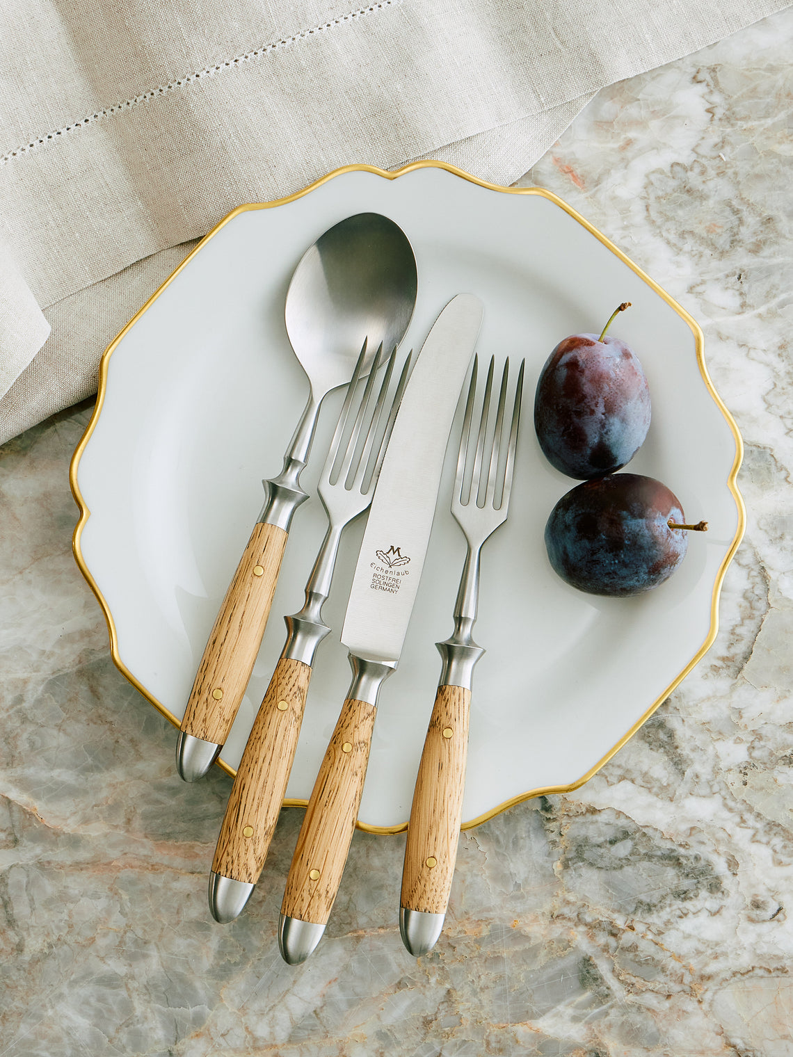 Eichenlaub - Light Oak Old German Dessert Cutlery (Set of 4) - Natural - ABASK - 