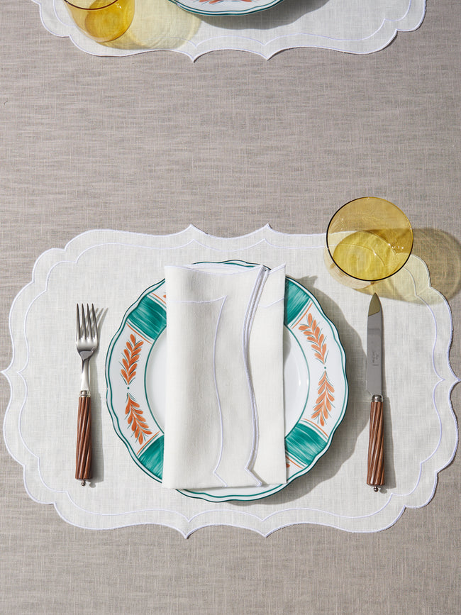 La Gallina Matta - Ninette Linen Placemats (Set of 4) - White - ABASK - 