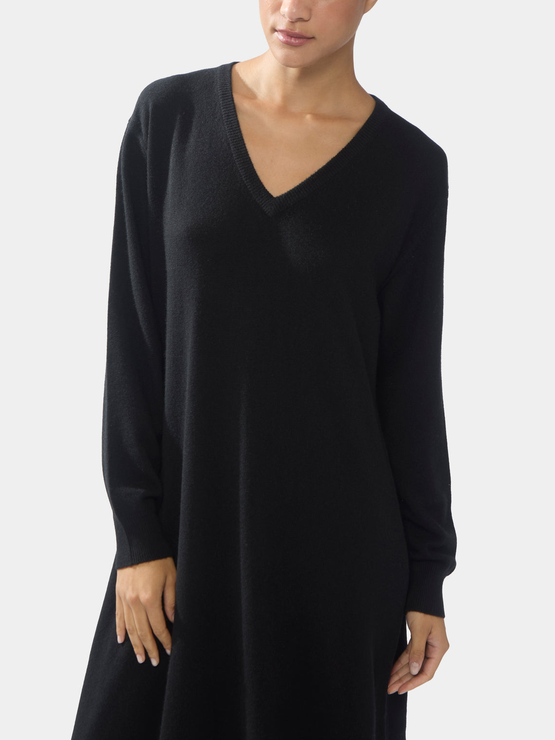 Cashmere V-Neck Long Dress