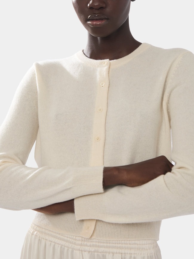 Cashmere Cropped Crew-Neck Cardigan