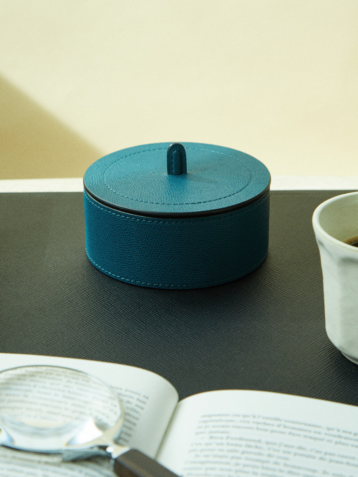 Giobagnara - Harris Leather Medium Trinket Box - Blue - ABASK -