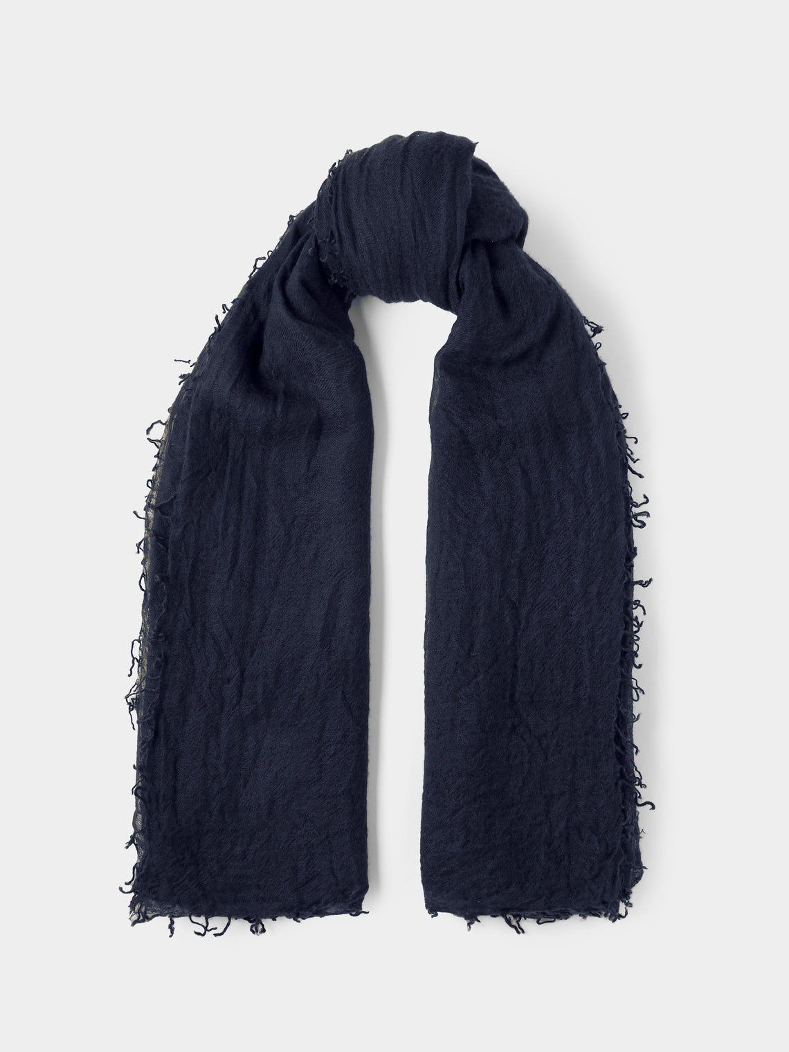 Frenckenberger - Woven Cashmere Medium Scarf - Navy - ABASK