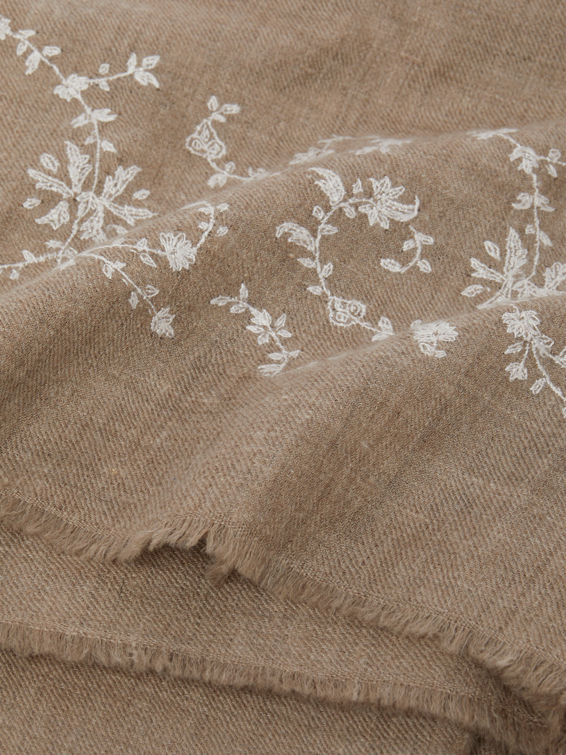 Me & K - Hand-Embroidered Cashmere Scarf | One Size - Beige - ABASK - 