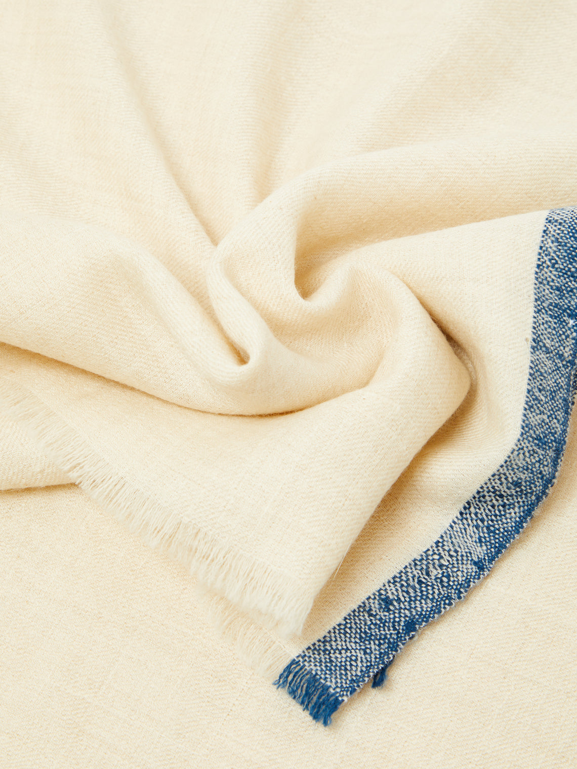 Me & K - Cashmere Border-Stripe Scarf - Ivory - ABASK - 