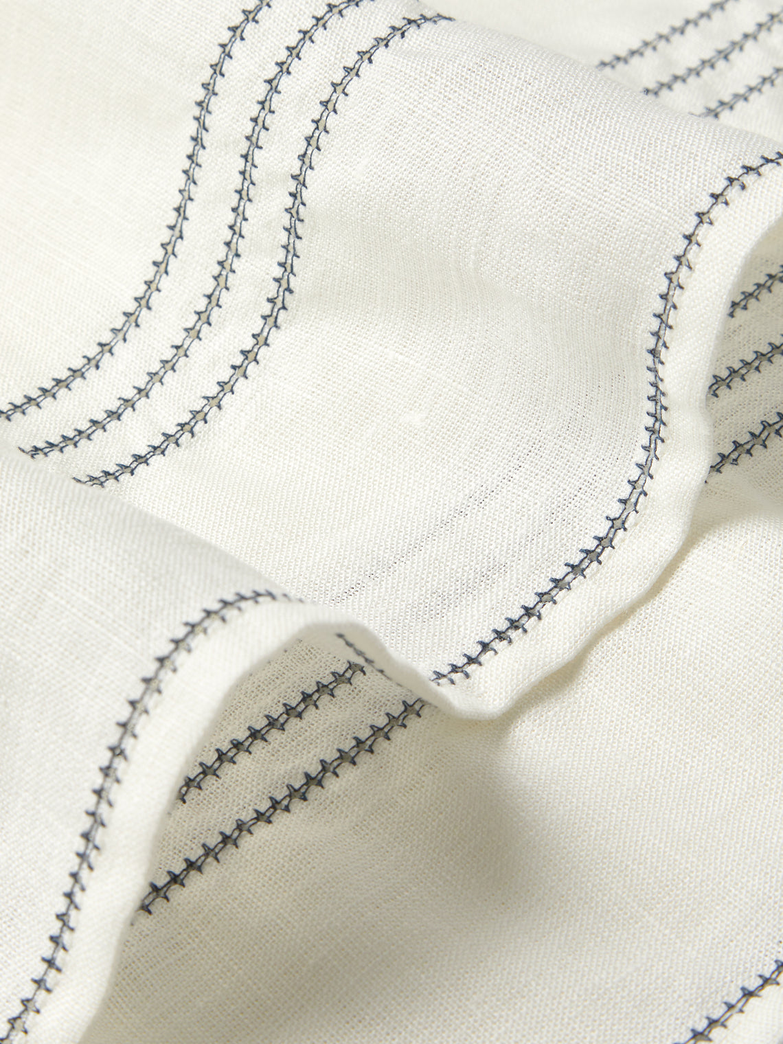 Volga Linen - Hem-Stitch Linen Square Tablecloth - White - ABASK - 