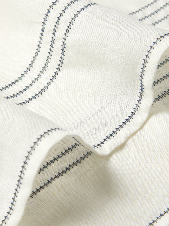 Volga Linen - Hem-Stitch Linen Rectangular Tablecloth - White - ABASK - 