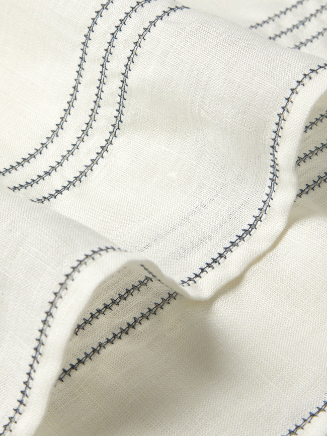 Volga Linen - Hem-Stitch Linen Large Rectangular Tablecloth - White - ABASK - 