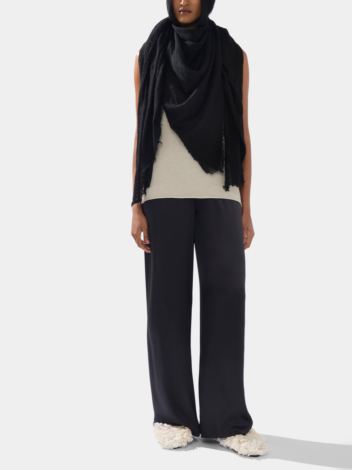 Frenckenberger - Cashmere Scarf | One Size - Black - ABASK - 