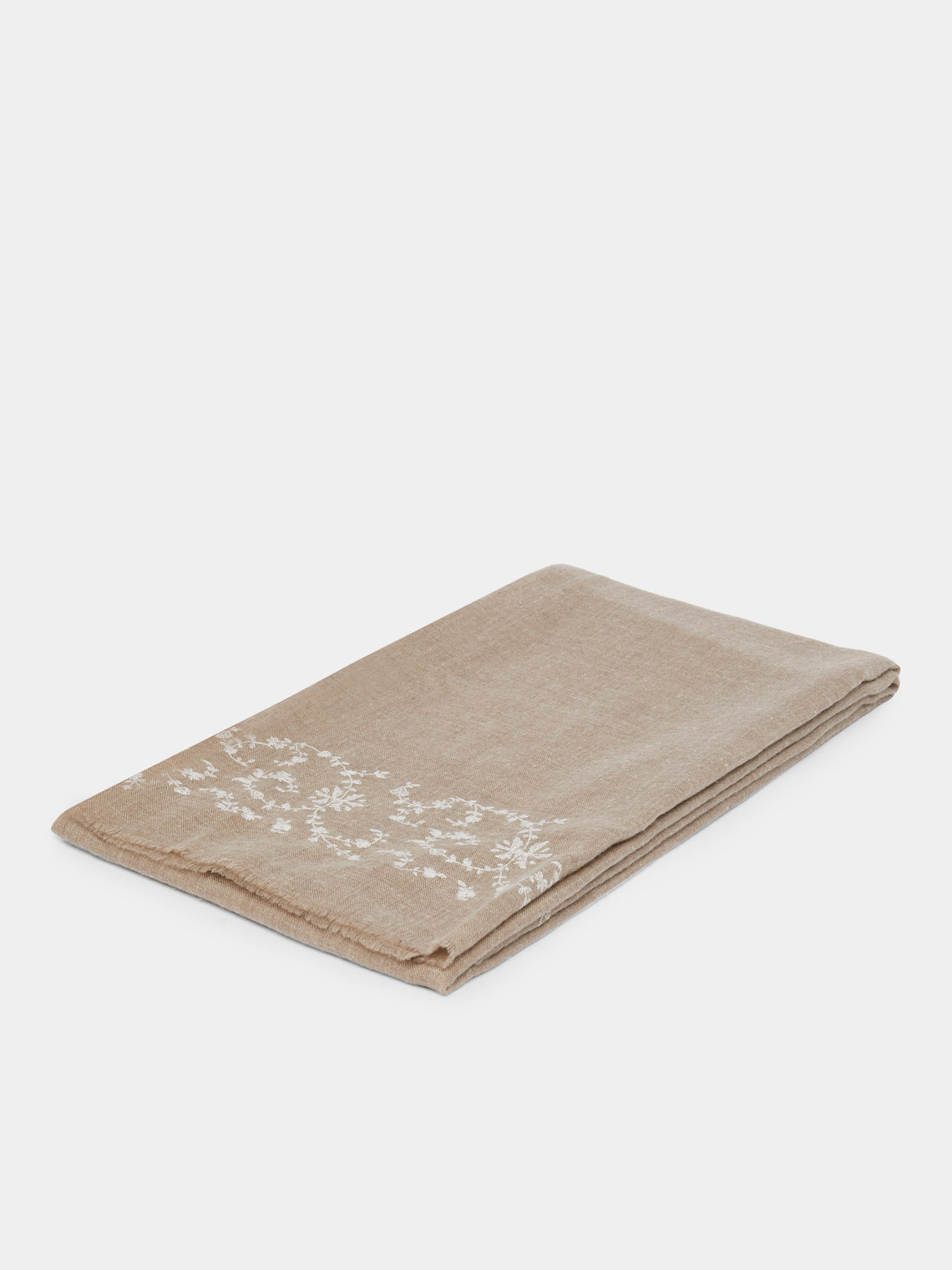 Me & K - Hand-Embroidered Cashmere Scarf | One Size - Beige - ABASK - 