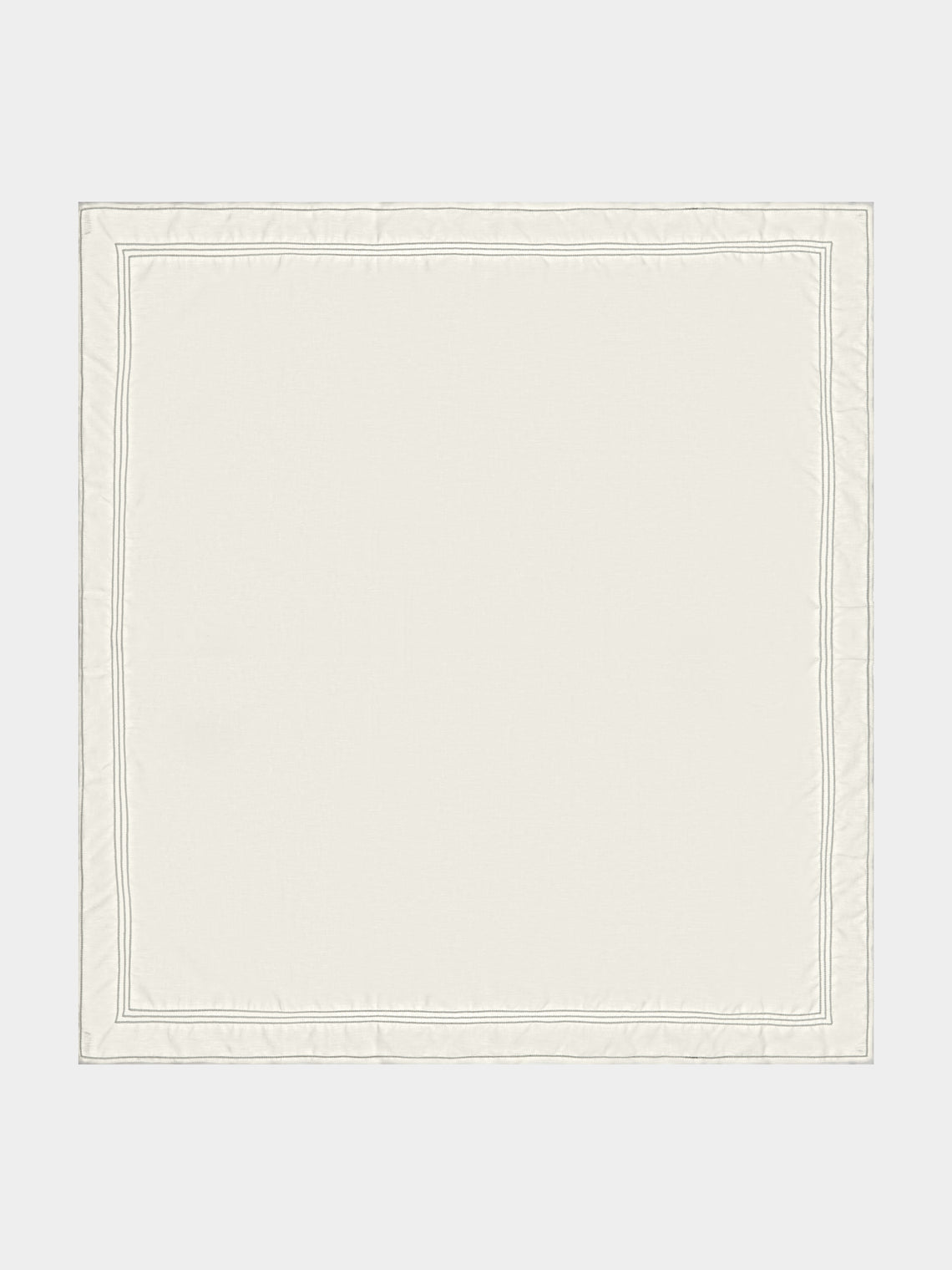 Volga Linen - Hem-Stitch Linen Square Tablecloth - White - ABASK - 