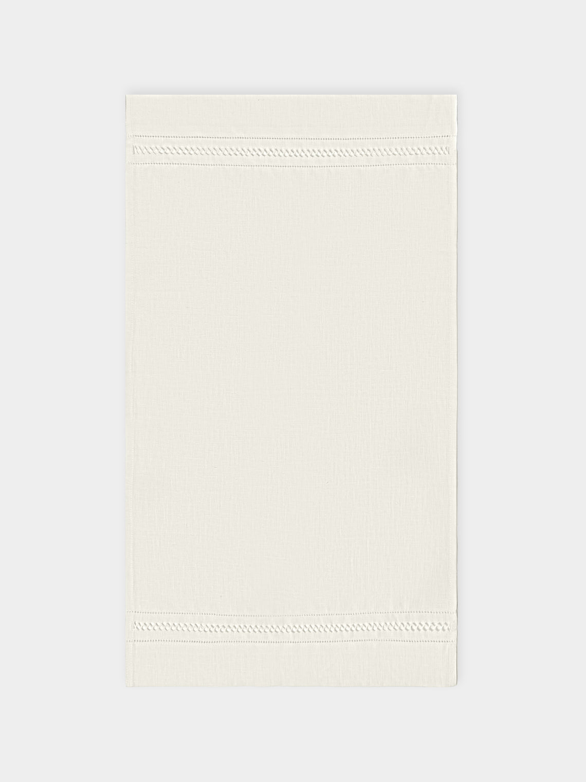 Volga Linen - Diamond-Stitch Linen Hand Towels (Set of 4) - Ivory - ABASK - 