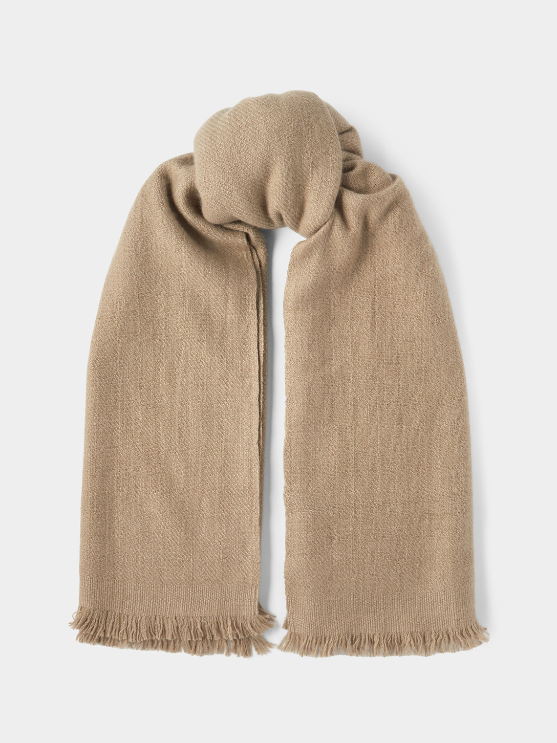 Me & K - Heavy Cashmere Solid Twill Scarf - Natural - ABASK - 