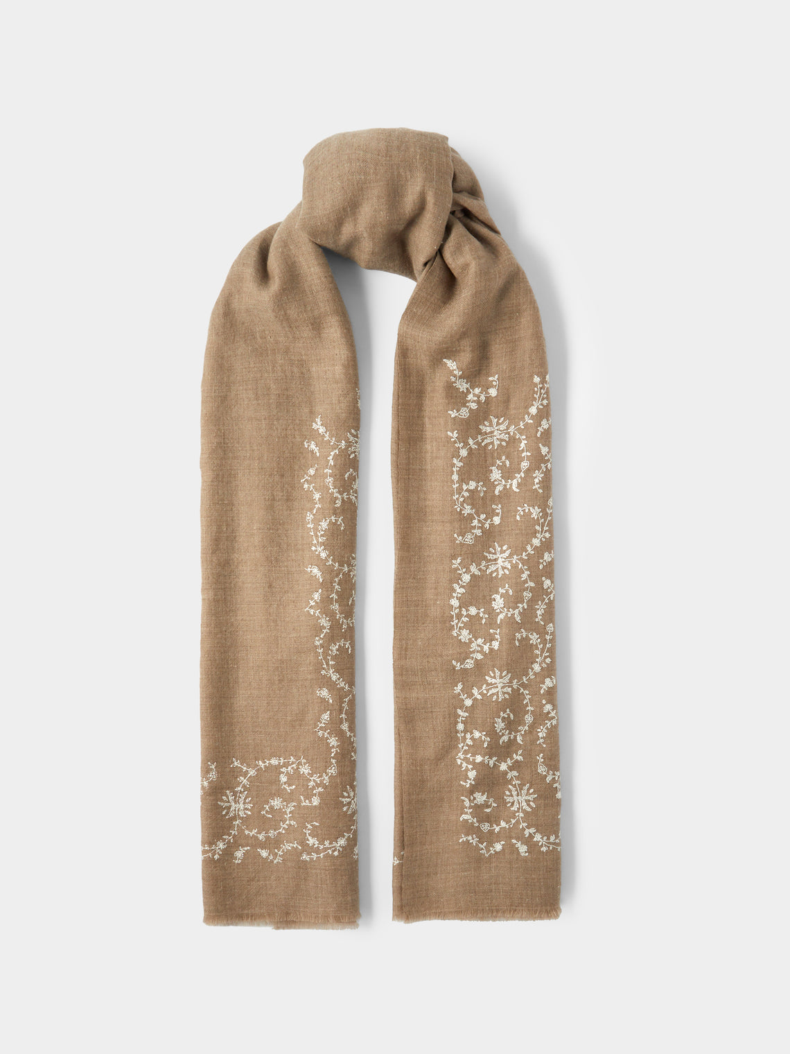 Me & K - Hand-Embroidered Cashmere Scarf | One Size - Beige - ABASK - 