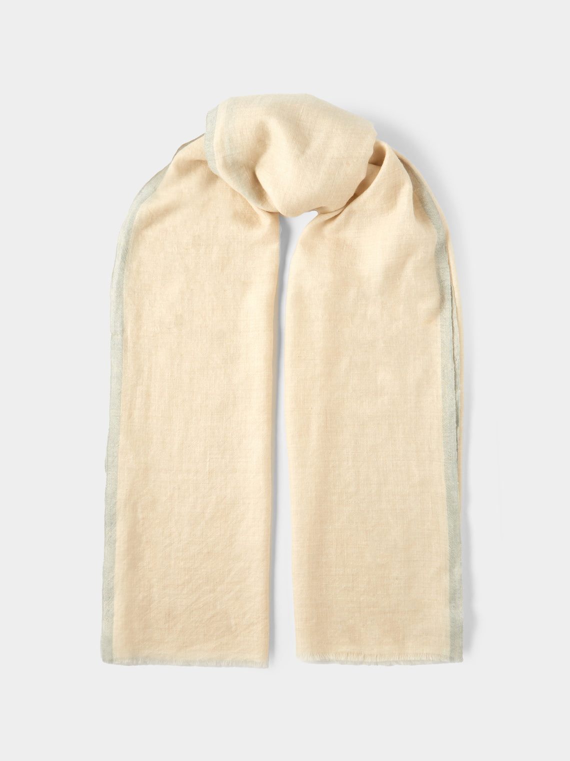 Me & K - Cashmere Border-Stripe Scarf - Ivory - ABASK - 