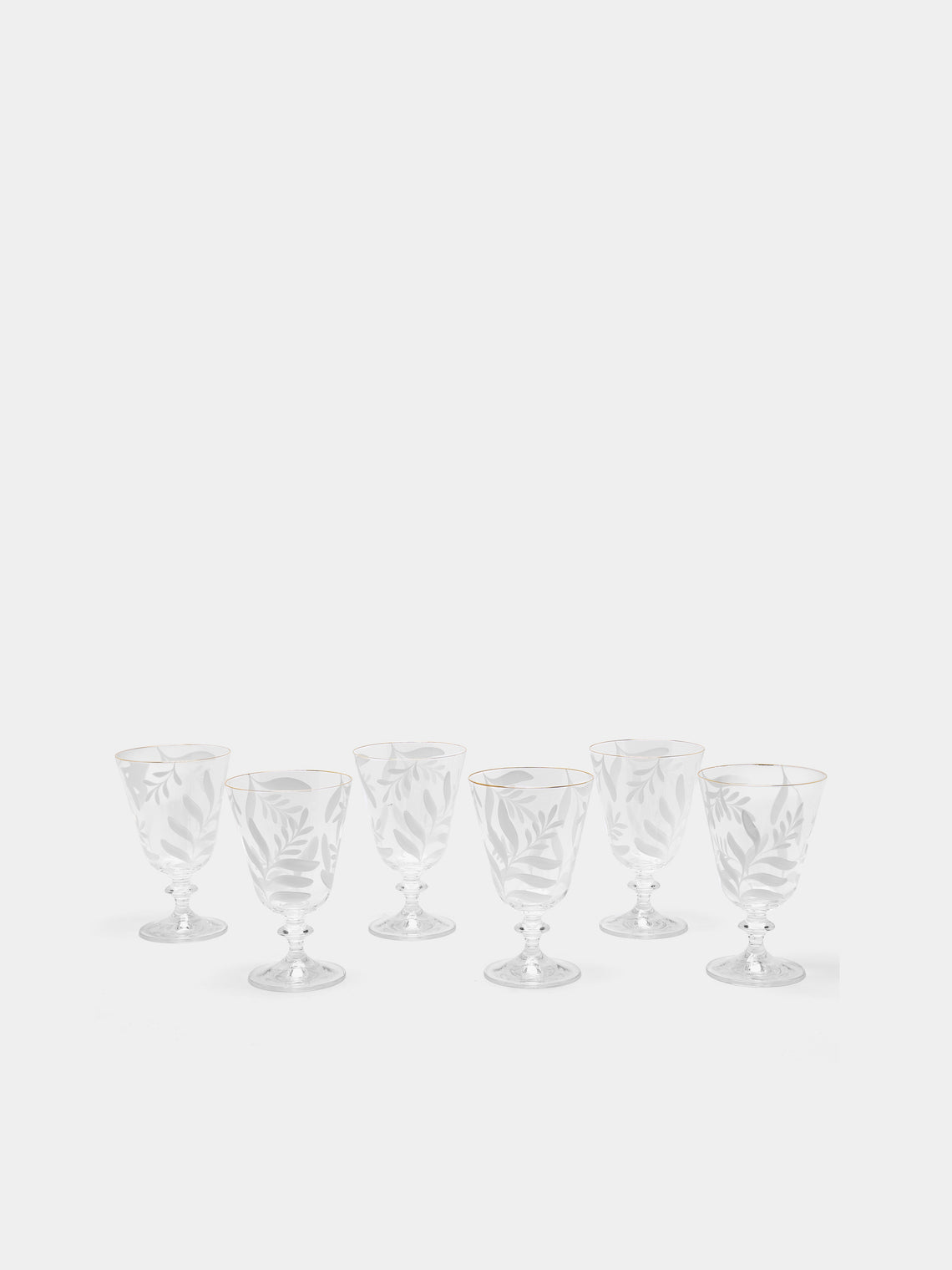 Los Vasos de Agua Clara - Saanen Hand-Painted Crystal Stemmed Glasses (Set of 6) -  - ABASK