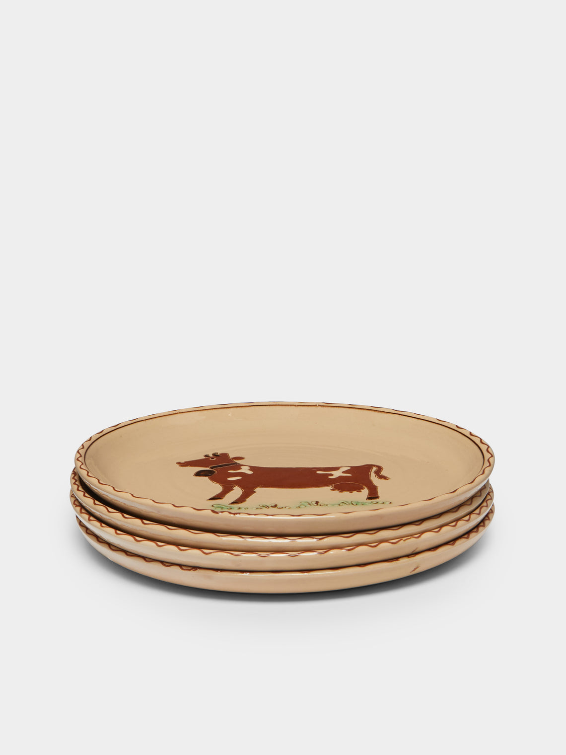 Poterie d’Évires - Cows Hand-Painted Ceramic Dinner Plates (Set of 4) -  - ABASK