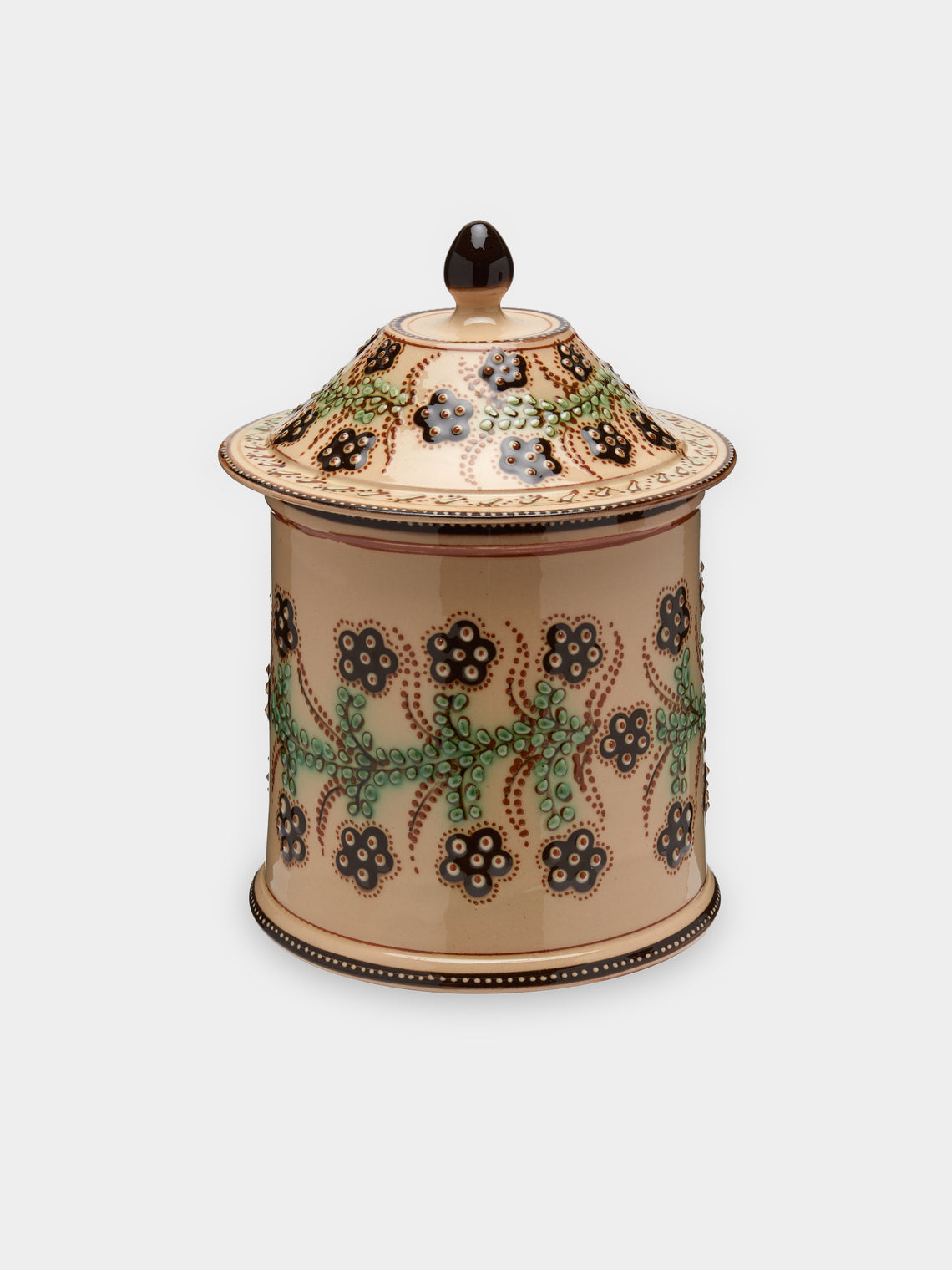 Poterie d’Évires - Flowers Hand-Painted Ceramic Medium Lidded Pot -  - ABASK - 