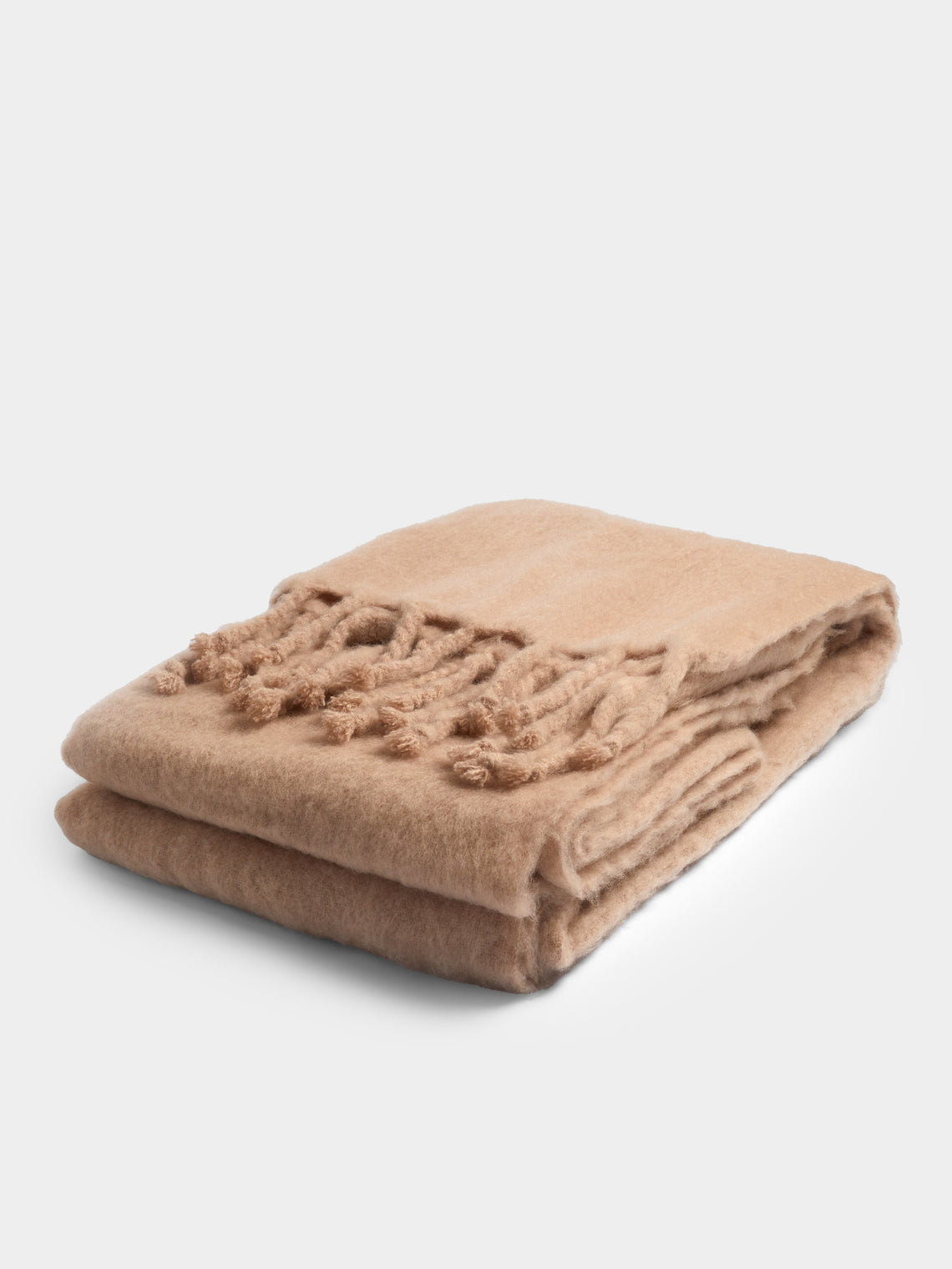 Lena Rewell - Handwoven Solid Mohair Blanket (118in/3m) - Natural - ABASK