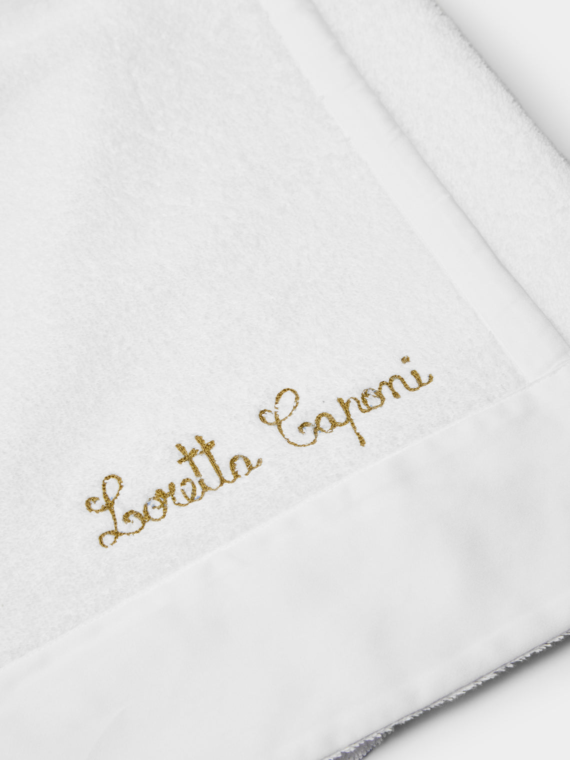 Loretta Caponi - Palm Tree Hand-Embroidered Cotton Bath Sheet -  - ABASK