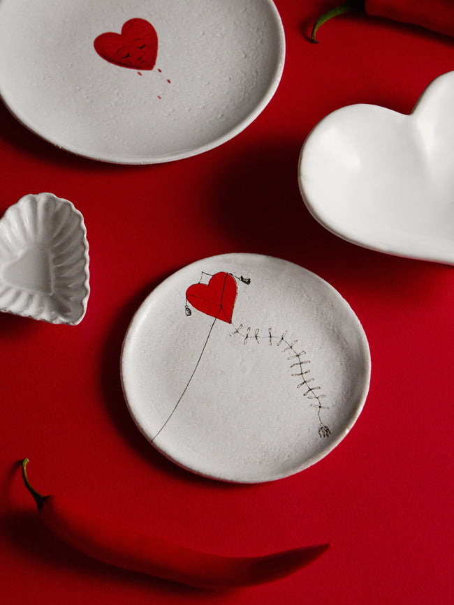 Heart Kite Hand-Glazed Ceramic Small Dish