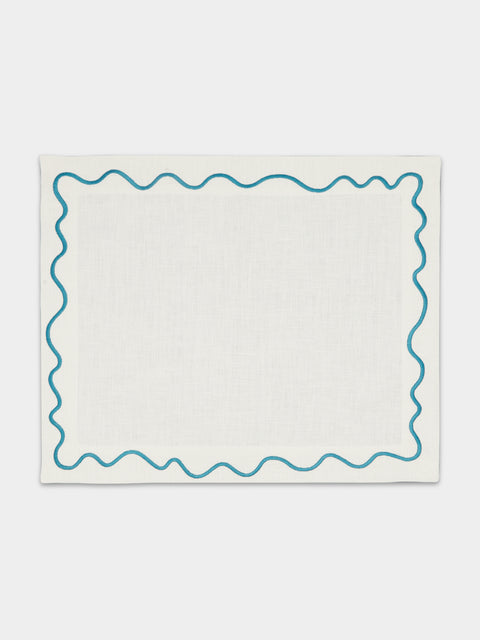 The Table Love - The Squiggle Hand-Embroidered Linen Placemats (Set of 4) -  - ABASK - 