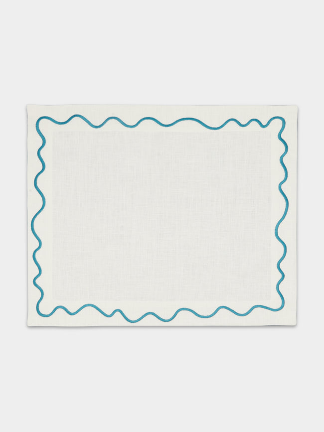 The Table Love - The Squiggle Hand-Embroidered Linen Placemats (Set of 4) -  - ABASK - 
