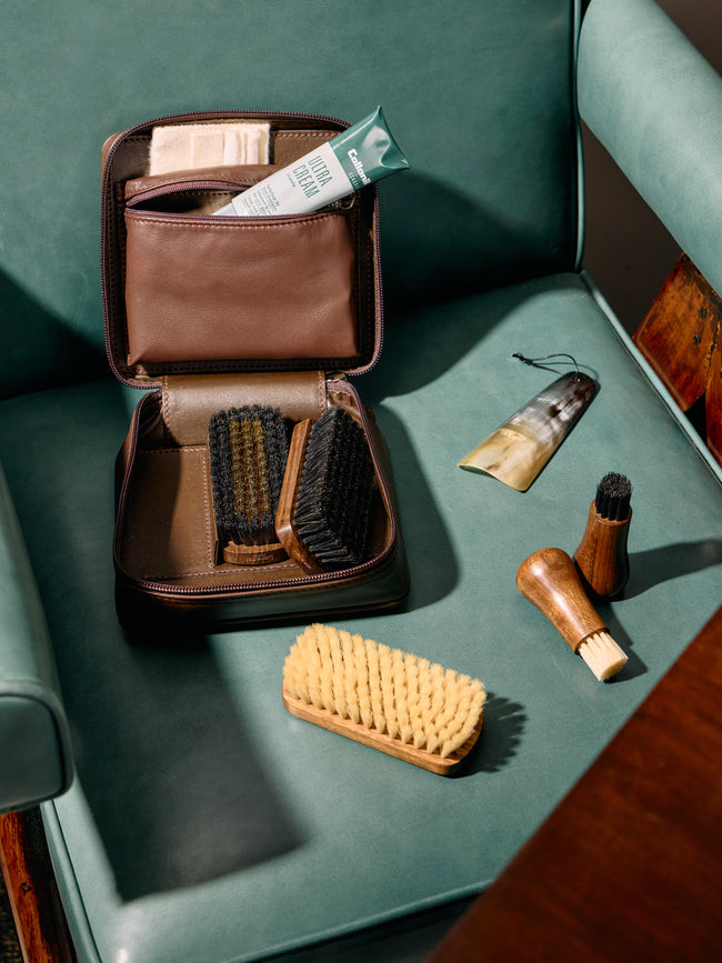 Lorenzi Milano - Lambskin Leather Shoe Care Travel Set -  - ABASK