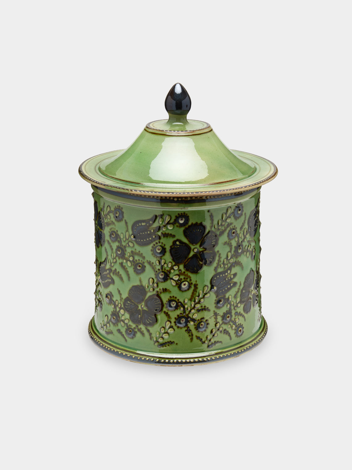 Poterie d’Évires - Flowers Hand-Painted Ceramic Medium Lidded Pot -  - ABASK - 