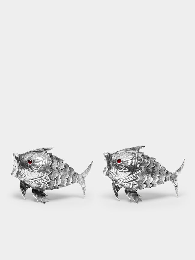 Antique and Vintage - 1940s Fish Solid Silver Salt and Pepper Shakers -  - ABASK - 