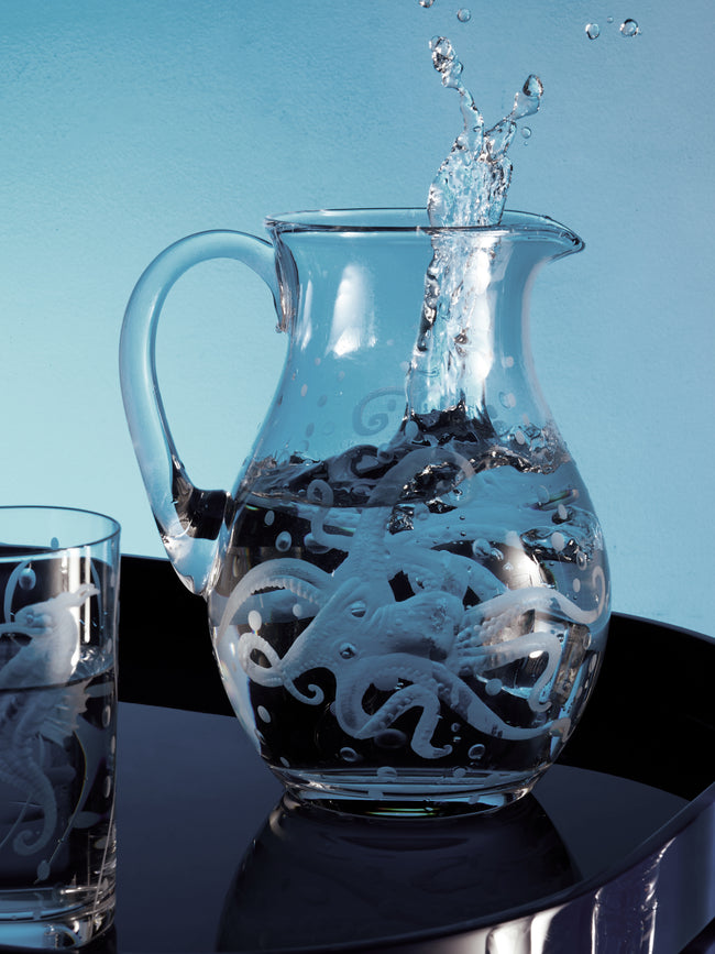 Artel - Sea Life Hand-Engraved Crystal Jug - Clear - ABASK