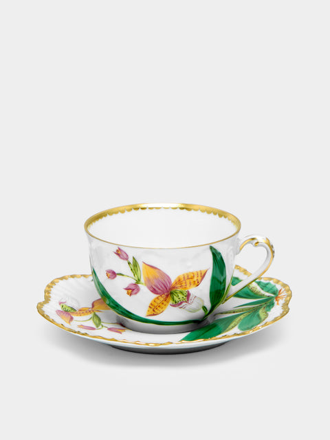 Pinto Paris - Histoires d'Orchidées Hand-Painted Porcelain Teacup and Saucer -  - ABASK - 